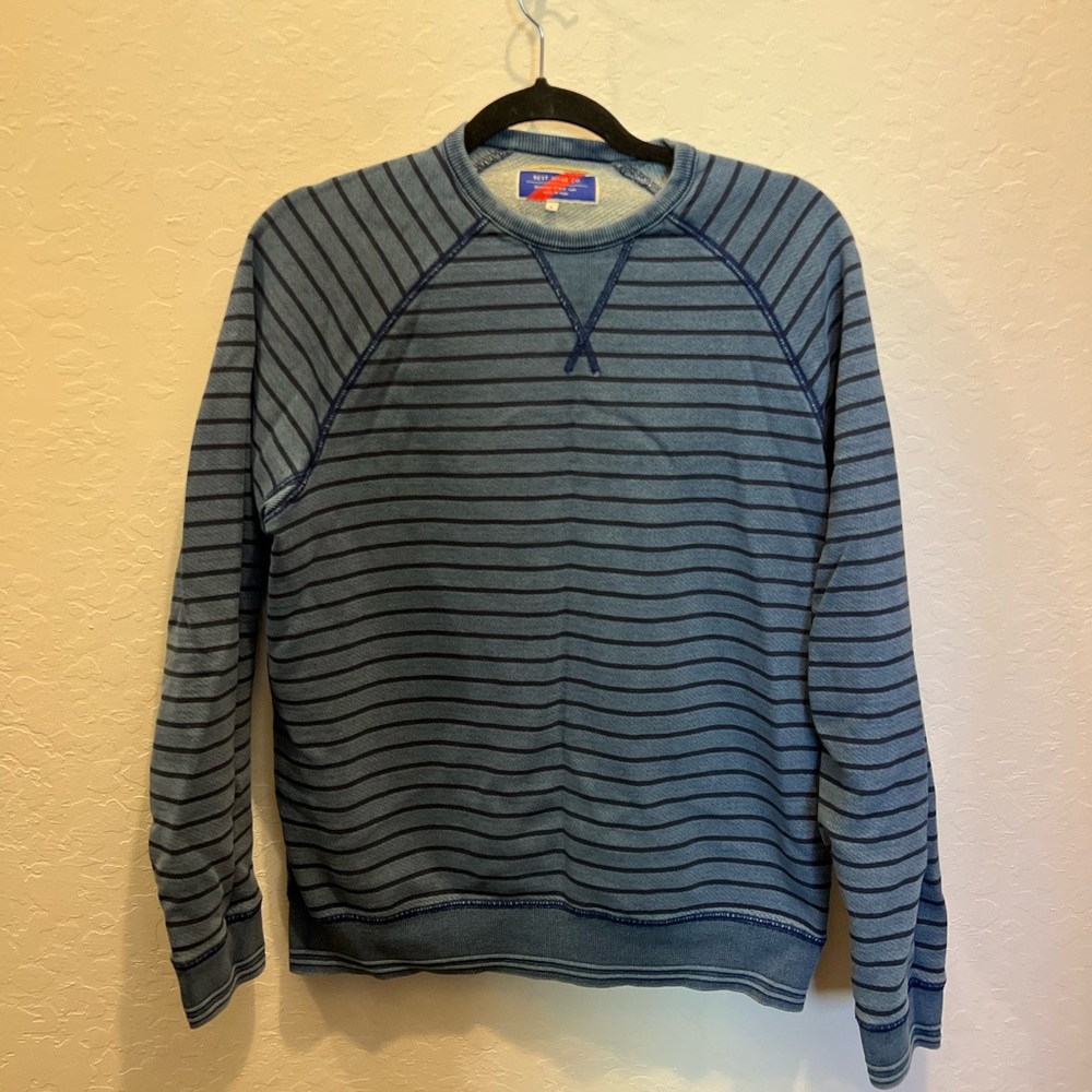 Best Made Co blue stripe terry cloth sweater size M